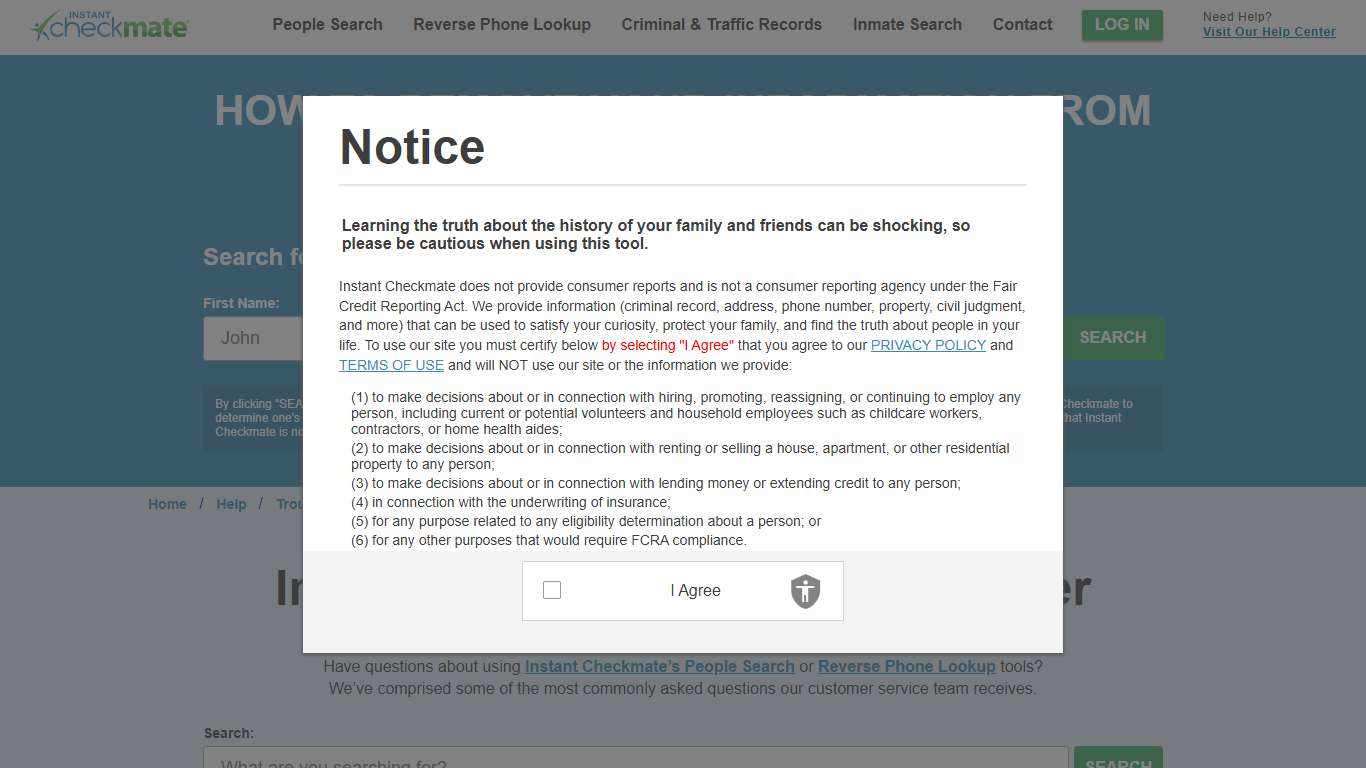 Options to Remove Your Information from Instant Checkmate